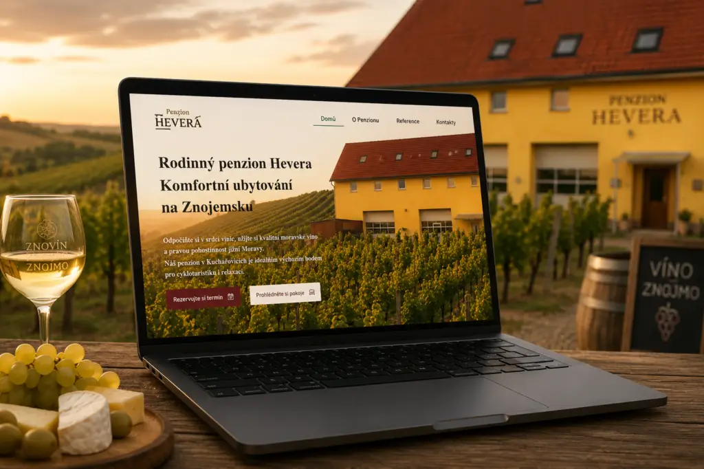 Ukázka realizace webu pro Penzion Hevera
